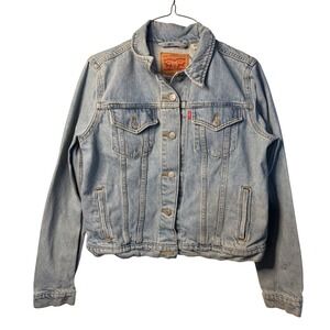 LEVIS Kids Denim Jacket Blue Light Wash Trucker Jean Coat Girls Youth Streetwear